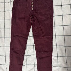 Burgundy Button-Up Pants